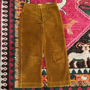 Madewell Slim Emmett Wide Leg Crop Pants Corduroy Mustard Gold Highrise sz 28